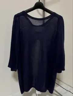 【美品】レイビームス Ray Beams バックレース 切替 ニット ネイビー紺のサムネイル