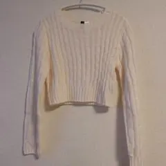 H&M ホワイト クロップドニットセーター S