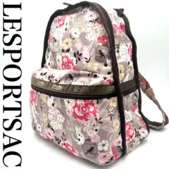 LeSportsac レスポートサック 花柄 バラ リュック バックパック 灰色