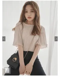 新品タグ付き【GRL】キャミソール付き波プリーツプルオーバー[fo1455]