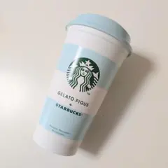 ジェラピケ+スターバックス ボーダーリユーザブルカップ ミントグリーン