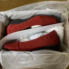 fitfit レッド フラットパンプス