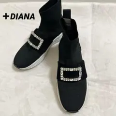 美品☆＋DIANAソックスブーツ 黒 24.5cm ビジュー　厚底　ハイカット