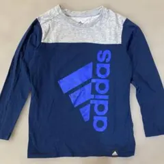 adidas 長袖カットソー ネイビー グレー140