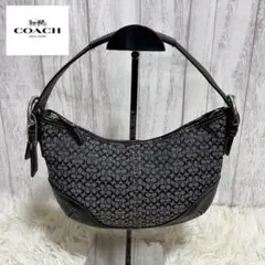 極美品 コーチ シグネチャー ワンショルダーバッグ ブラック 黒 6351