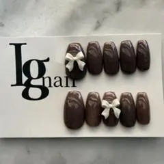 現品限り　リボンネイル　ニュアンスネイル　ネイルチップ　卒業式ネイル　ネイル