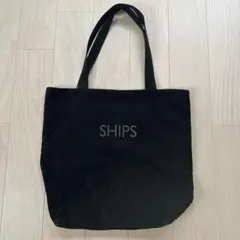 SHIPS トートバッグ ブラック キャンバス地のサムネイル