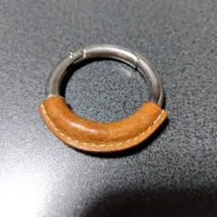 レザー キーホルダー ブラウン シルバー
