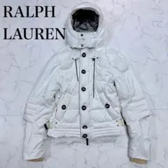 RALPH LAUREN ダウンジャケット フード付 ジップ&ボタン 白 L相当