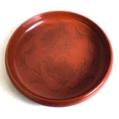 【希少】限定品　作品　漆器 木製 手彫り天然木 菓子器　お菓子入れ　菓子鉢　毛彫