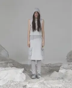 [Ojos] Knit Hoodie Sleeveless Dress