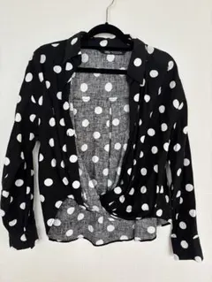 【美品中古】ZARA ドット柄シャツ_サイズXSのサムネイル
