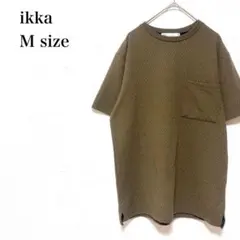 イッカ/カットソー/ヘリンボーン柄/ポケット付き/半袖/M/カーキ/カジュアルのサムネイル