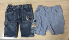 ミキハウス DOUBLE.B ダブルB デニム ハーフパンツ 2枚セット 90