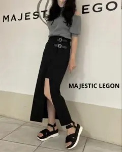 MAJESTIC LEGON ラップladyスリットスカート 黒 ブラック