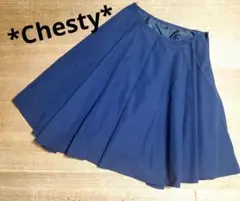 ⭐夏物大処分セール⭐Chesty　ひざ丈フレアスカート　ネイビー　M　即日発送