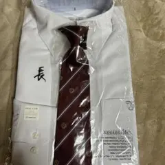 COLLEGE ACE ホワイト長袖シャツ S ネクタイ付き