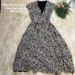 美品ポロラルフローレンラップワンピース カシュクール Aライン総花柄12サイズ