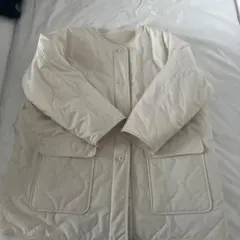 ナノユニバース　アイボリー キルティングジャケット フリース裏地