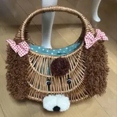 SWIMMER 犬の顔デザイン かごバッグ