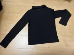 Lespirit 黒 リブ編み Vネック長袖