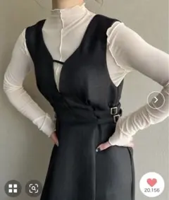 JUNOAH ヘリンボーンサイドベルトタイトジャンパースカート