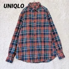 ユニクロ ネルシャツ チェック柄 長袖 フランネルチェックシャツ 秋服 着回し◎