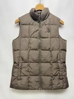 LANDS'END ランズエンド ダウンベスト ジップアップ 刺繍 ブラウン M