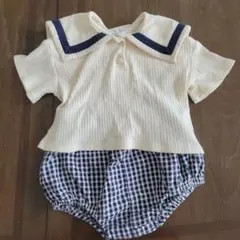 セーラー襟付きベビー服セット