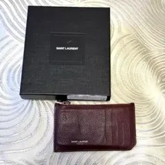 【SAINT LAURENT】フラグメント ジップポーチ サンローラン　ボルドー