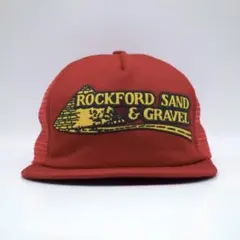 80s USA製 企業ロゴ ビンテージ メッシュ キャップ レッド 発泡プリント