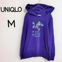 ユニクロ パーカー ディズニー ミッキー フード付き M パープル 紫 春夏