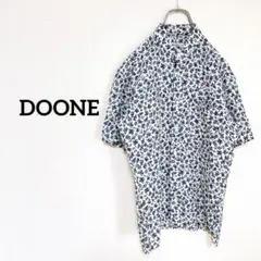 【土井縫工所 】ドゥワンソーイング リネンシャツ　半袖　リバティ　小花柄　F 青