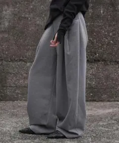 【訳あり】chuclla ウールライク 2タック サイドポケット ワイドパンツ