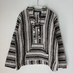 メキシカンパーカー ユニセックス　フーディー ストライプ柄 古着【M】