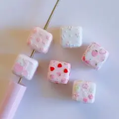 カスタムボールペン対応ビーズ♡キューブ♡いちご、さくらんぼ ♡
