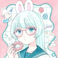 【休憩中】手描きイラスト　原画　ポストカードサイズ
