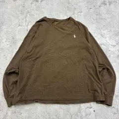ラルフローレン　刺繍　ポニー　ワンポイント　長袖Tシャツ　古着　ブラウン　M相当