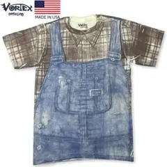 USA製 VORTEX DESIGNS シャツ&オーバーオール 手刷りT S