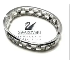 極美品Swarovskiスワロフスキーバングルクリスタルライン／シルバートーン