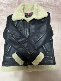 ALPHA INDUSTRIES ブラックレザーライダースジャケット M