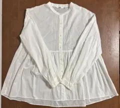 ユニクロ　UNIQLO コットンギャザーブラウス　シャツ　M ホワイト