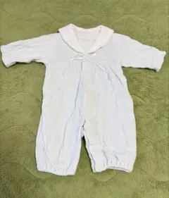 水色 襟付きロンパース 50 60 セーラー 日本製　綿　コットン　長袖