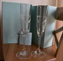 HOYACRYSTAL　【希少】ハートのペアシャンパングラス