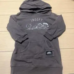 PEANUTS スヌーピー95サイズ スウェットフード付きトレーナーブラウン
