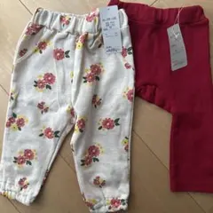 【新品・未使用】花柄・無地パンツセット サイズ80
