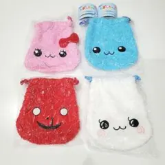 しずくちゃん　もこもこ巾着ポーチ 4こセット