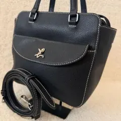 【美品】アニエスベー ハンドバッグ ショルダーバッグ 2way オールレザー 黒