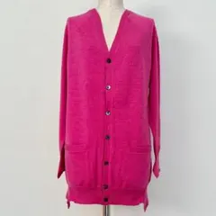 ZUCCA ズッカ Vネック長袖カーディガン ウールニット ピンク Mサイズ