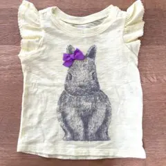 ウサギイラストのイエローTシャツ 18-24ヶ月